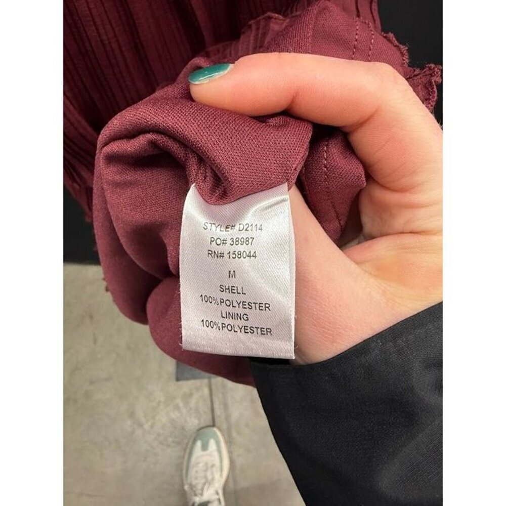 Altar'd State Maroon Ribbed Ruffle V-Neck Mini Dress - Picture 4 of 5